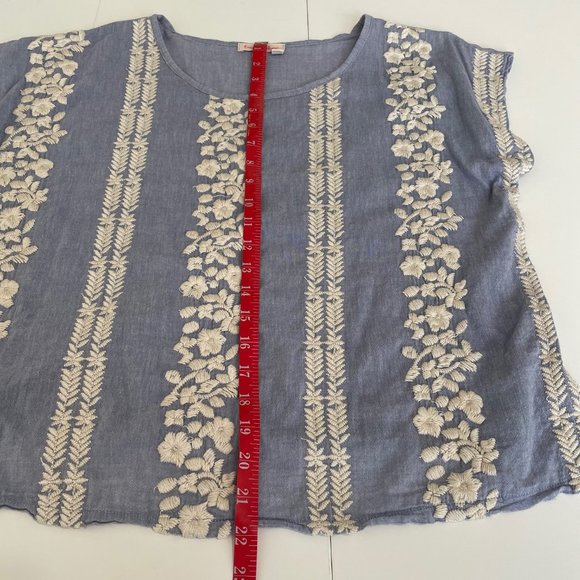 Fresh Produce Organic Cotton Floral Embroidered Top Made in USA - Picture 9 of 11